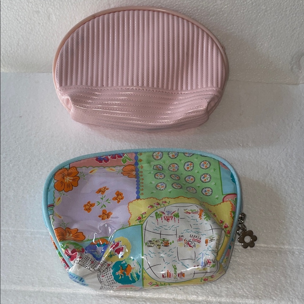 Pink and Multicolor  Accessory Pouches set of 2 no brand